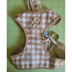 EasyGo Tan & White Checkered Dog Harness by Dogo, Large, NWT
